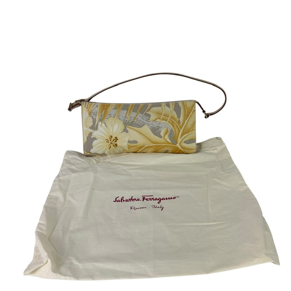 Vintage Genuine SALVATORE FERRAGAMO Gancini Floral Pattern Bag Purse